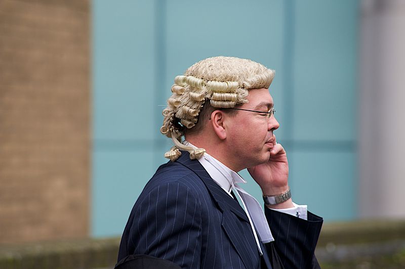 Barrister outside Southwark Crown Court 
