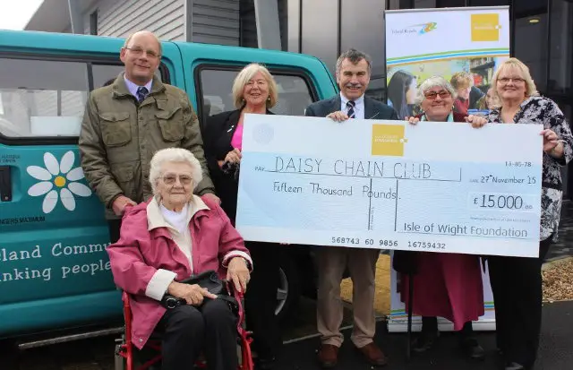 Daisy chains receiving cheque from iw foundation