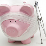 Piggy bank and crutches