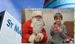 Father Christmas and Finlay at St Mary's Hopsital