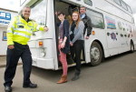 police bus and young people