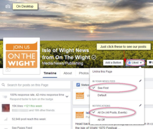 Facebook - How to have OnTheWight in your Newsfeed