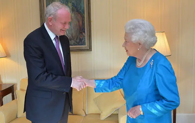 HM Queen greets Martin McGuinness 