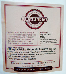 Jaspers Coffe label