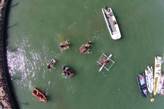 Aerial view of the Cowes Cardboard Boat Race 2016 by Richard Manser
