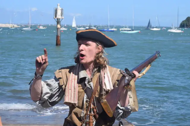 Pirate re-enactment at Cowes cardboard Boat Race 2016