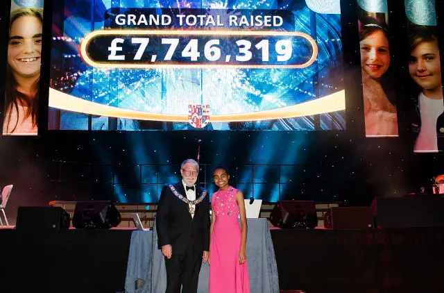 The Provincial Gramd Master of Hampshire and Isle of Wight Freemasons, Mike WIlks, and Britain's Got Talent star Jasmine Elcock. The province raised £7.7 million for charity.
