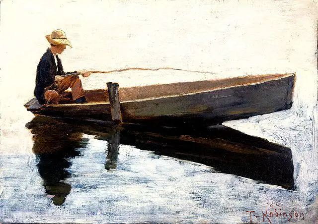 Painting of boy in a boat