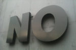 'No' letters on the wall