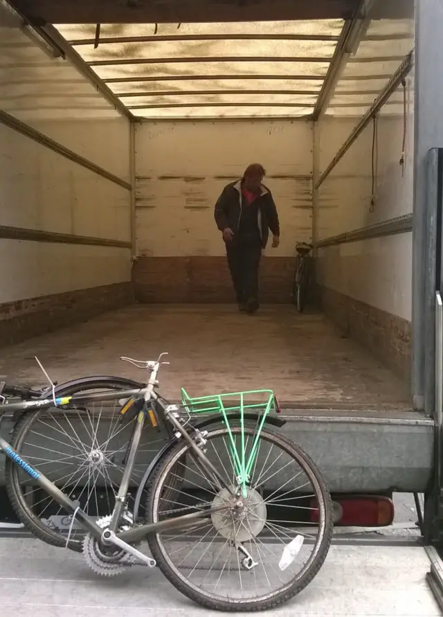 Jon Roberts loading the bikes