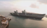 Queen Elizabeth class aircraft carrier Portsmouth harbour - MOD