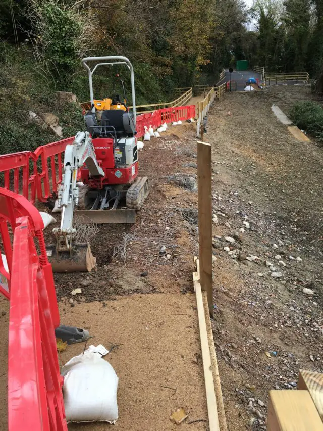 Undercliff Drive - Gabions removed as fence posts installed into them moving (19th November 2016)