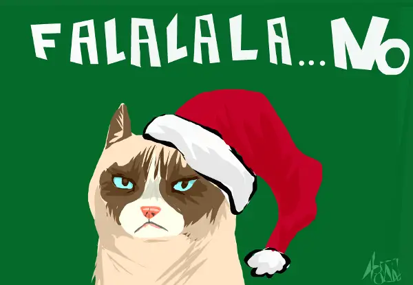 grumpy christmas cat-