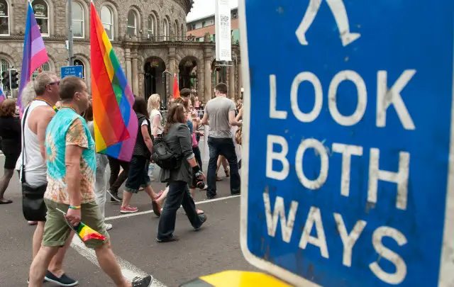 People marching in Gay Pride parade