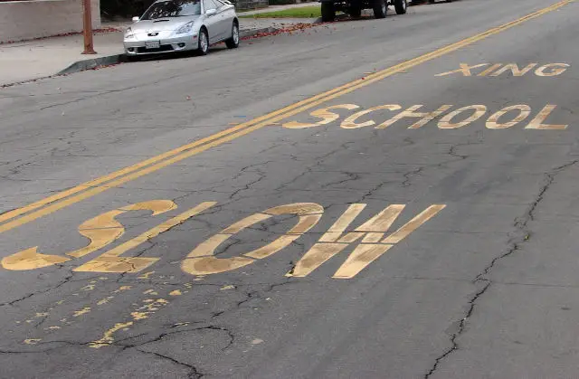 school crossing road marking