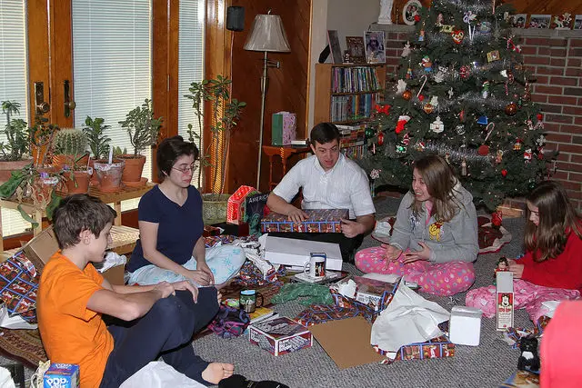 Family opening presents