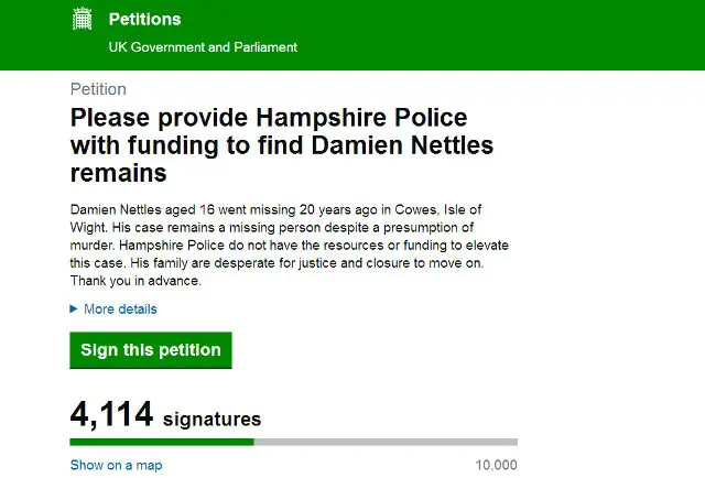Petition Website screen grab