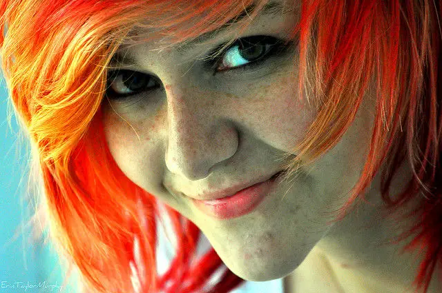 orange hair and lovely smile