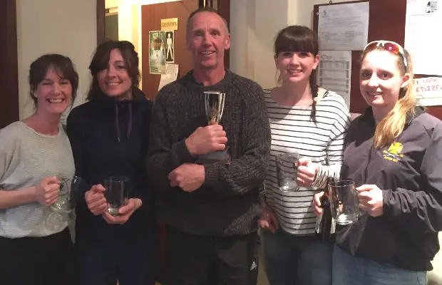 Ryde's winning Ladies Junior Coastal Fours Crew L to R - Catherine and Lisa Murphy, Mick Jenner, Kate Whitehurst and Courtney Edmonds