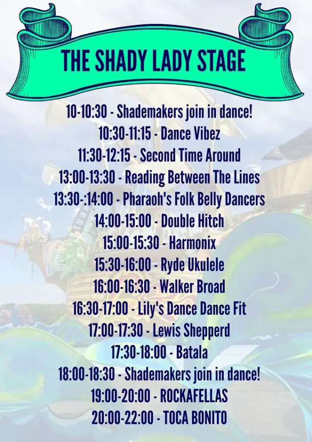 Lineup for the Shady Lady Stage