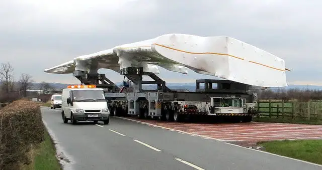 A380 airplane winging being transported by road 