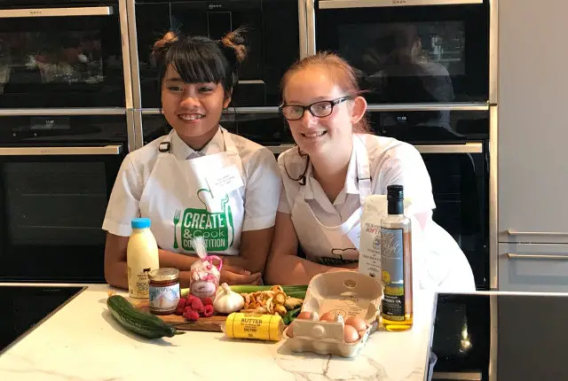 Emily and Ellie with their local ingredients