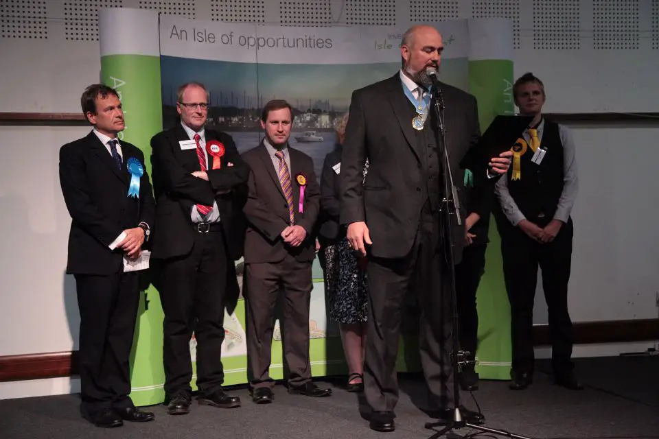 High Sheriff Ben Rouse announcing the results