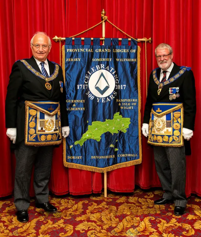 Freemasons with a special Tercentenary banner