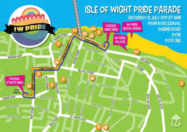 Isle of Wight Pride 2017 - Parade Map