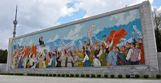 Wall mural in Pyongyang