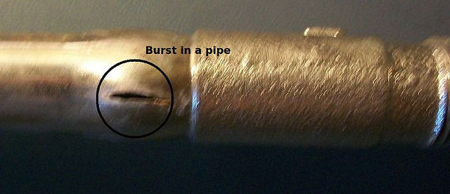 burst in a pipe