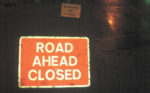 road ahead closed night