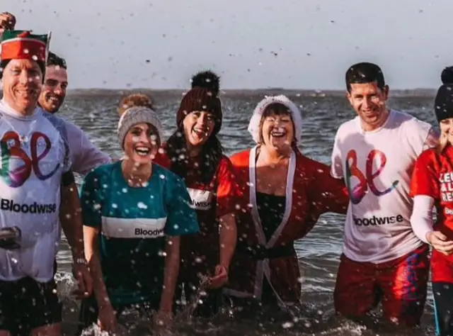 Ashton with friends and family at the Boxing Day Dip 2016