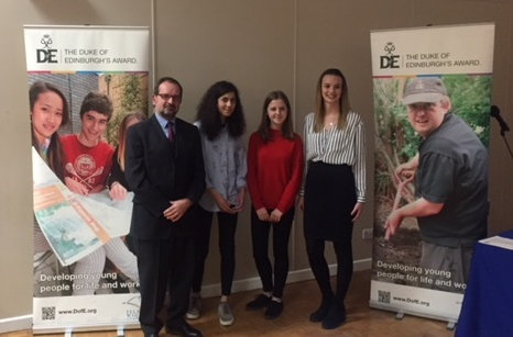 Alistair Bridle, DofE lead at the Innovation 6th Form Centre; Moza Ackroyd, Hannah Gale and Amelia Rusling