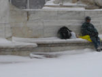 homeless in the snow