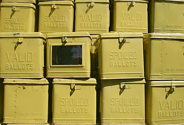 yellow ballot boxes