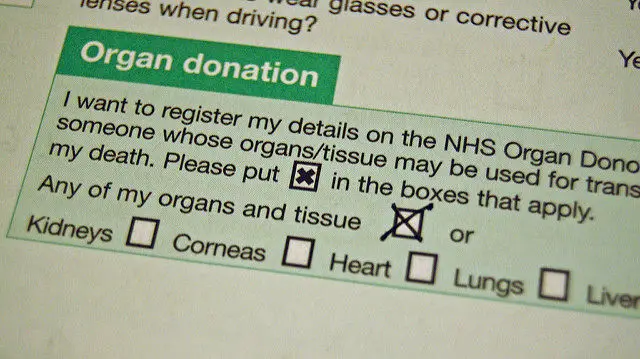 organ donation form
