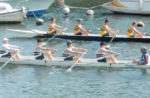 Ryde’ winning J16 Coxed Four take the lead off the start over host club Christchurch in their Final cropped