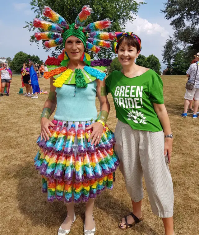 A Pride dress made from plastic bottles