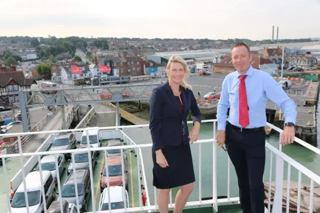 Red Funnel CEO Fran Collins with Customer Services Director Murray Carter at East Cowes