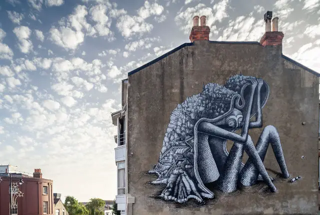 Ventnor Giant Mural by Phlegm - Photo by Julian Winslow