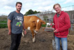 Paul and Luke with Bluebell, one of the prizewinning cows