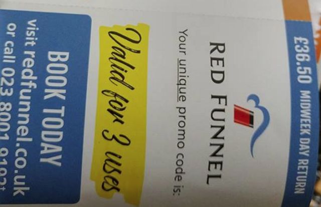 Red Funnel offer codes are missing