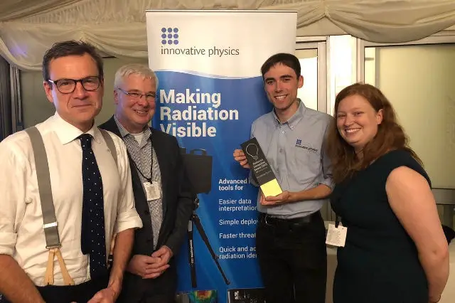 L:R Isle of Wight MP Bob Seely (a guest at the awards), IPL’s CEO Mike Anderson, IPL’s Application Physicist Sam Teale and IPL’s Business Development Officer Victoria Anderson-Matthew.