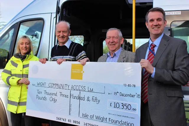 Samantha O’Rourke (Island Roads), Adrian Harris and Michael Craig (co-founders of Wight Community Access), Philip Horton (Chair of the Isle of Wight Foundation)
