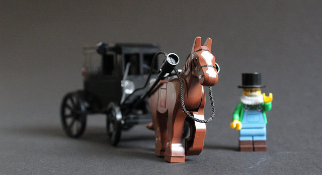 lego armish man with horse and carriage by sponki25
