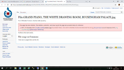 screen shot from wikipedia saying piano image deleted 