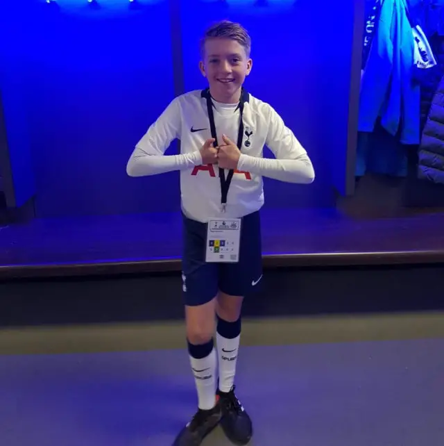 Nicholas Gregory with his Spurs kit on