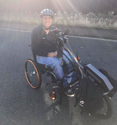 Steve on his handbike in the road