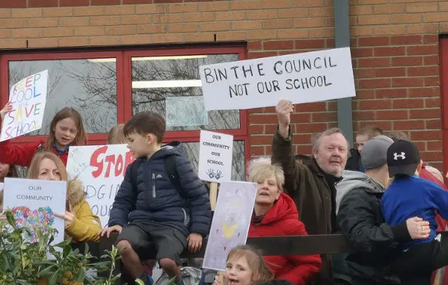 Parents protesting at school closure